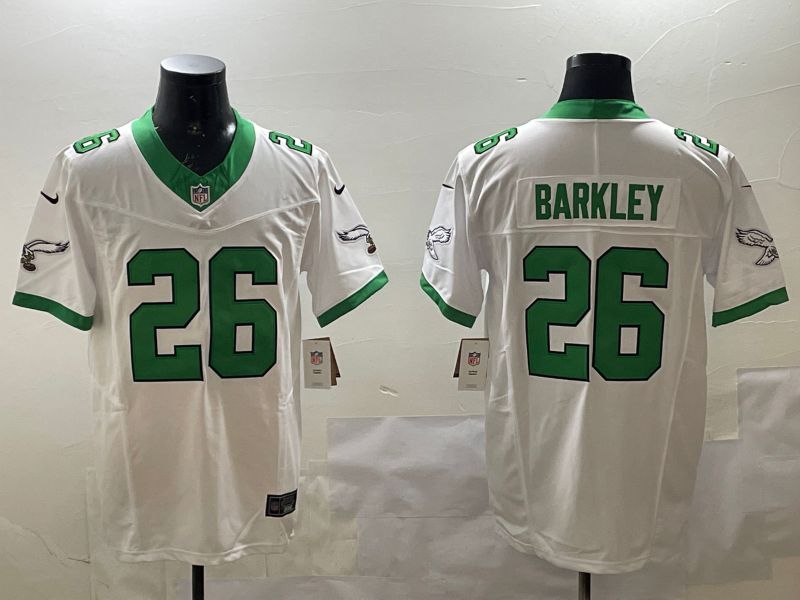 Men Philadelphia Eagles #26 Barkley White three generations Throwback 2025 Nike Vapor Limited NFL Jersey style 1->philadelphia eagles->NFL Jersey